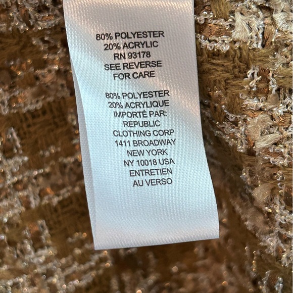 Elie Tahari Metallic Gold Tweed Long Coat Size Small NWT - Picture 6 of 8